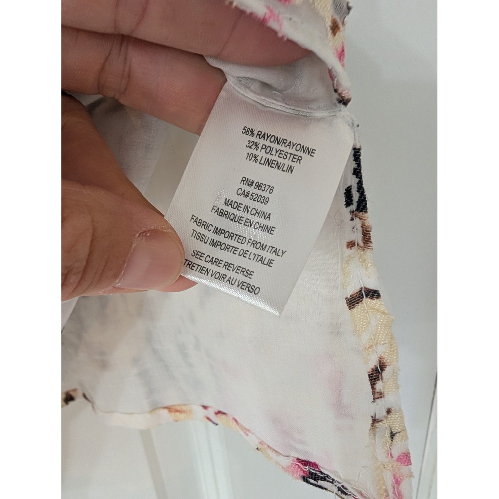 Samuel Dong Womens Floral Burnout Vest Pink Rosette Snap Front Italian Fabric - Picture 6 of 8